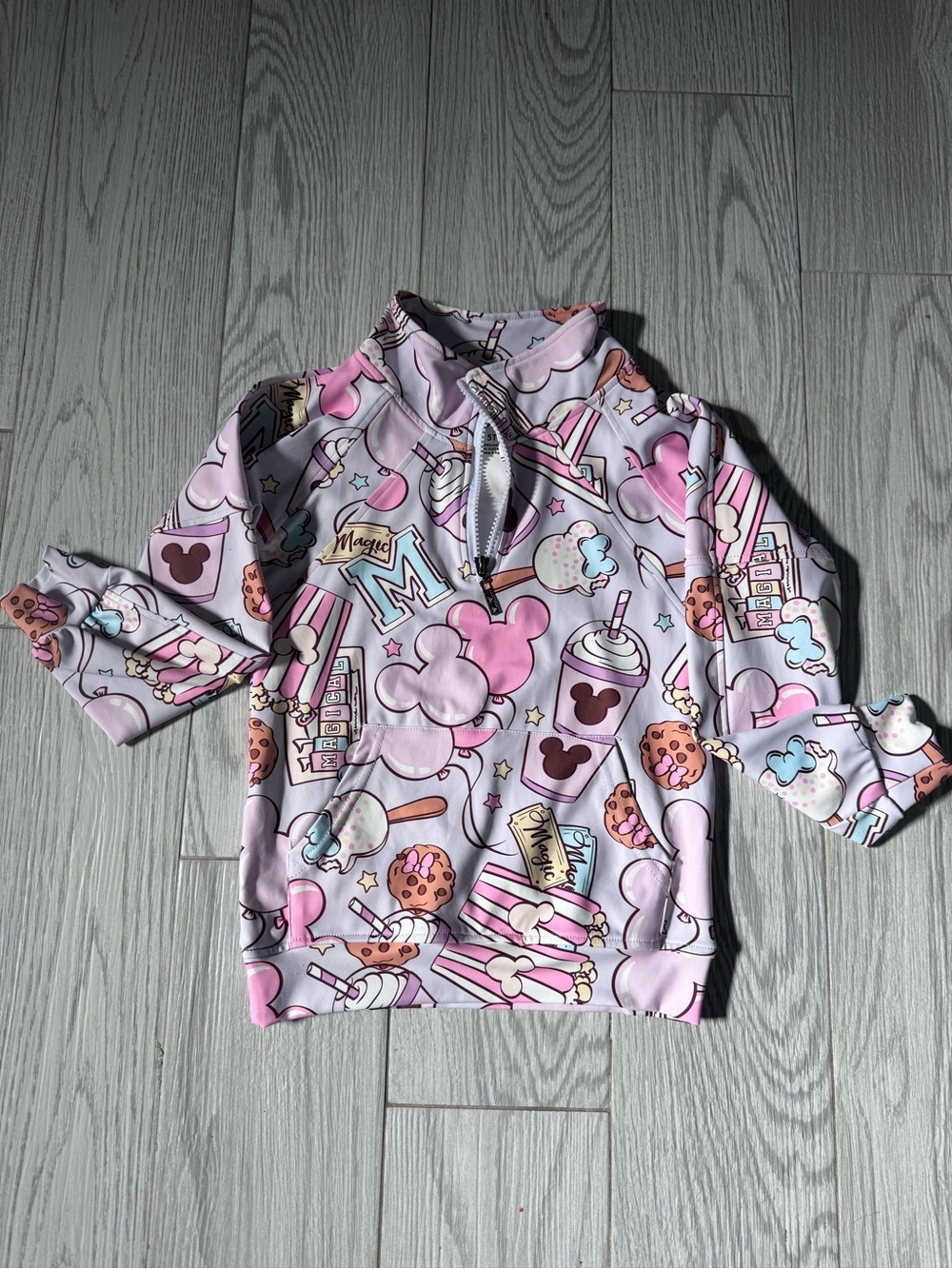 Kids Pink Novelty Print Quarter-Zip Hoodie - Made By Molly